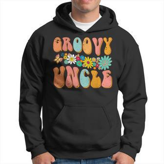 Retro Groovy Birthday Family Matching Cute Groovy Uncle Hoodie | Mazezy