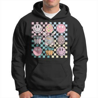 Retro Groovy Bunny Smile Disco Eggs Carrot Happy Easter Day Hoodie | Mazezy