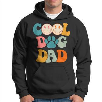 Retro Groovy Cool Dog Dad With Hippie Face Fathers Day Hoodie - Thegiftio UK
