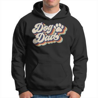 Retro Groovy Dog Dad Daddy Fathers Day Dogs Paw Puppy Lover Hoodie - Thegiftio UK