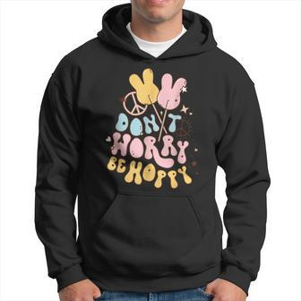 Retro Groovy Easter Bunny Happy Easter Dont Worry Be Hoppy Hoodie | Mazezy AU