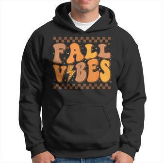 Retro Groovy Fall Vibes Thanksgiving Autumn Fall Leaves Men Hoodie Graphic Print Hooded Sweatshirt - Thegiftio UK