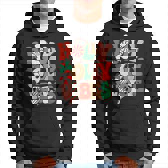 Retro Groovy Holly Xmas Jolly Babe Christmas For Men Women Men Hoodie - Thegiftio