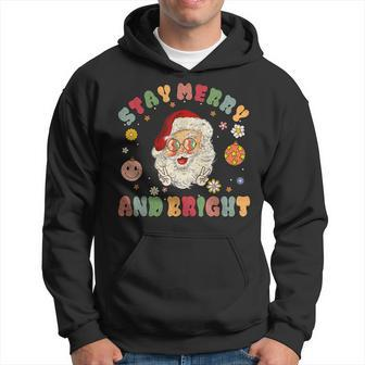Retro Groovy Stay Merry & Bright Christmas Cute Santa Claus V10 Hoodie - Thegiftio UK