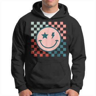 Retro Happy Face Checkered Pattern Smile Face Trendy Hoodie | Mazezy UK