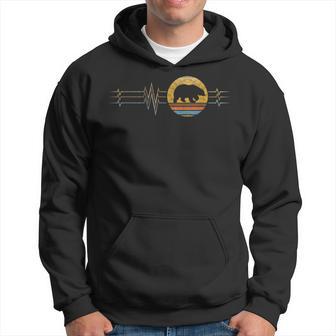 Retro Heartbeat Polar Bear Animal Rescue Lifeline Vintage Men Hoodie Graphic Print Hooded Sweatshirt - Seseable