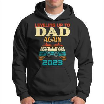 Retro Leveling Up To Dad Again 2023 Promoted To Daddy Hoodie | Mazezy