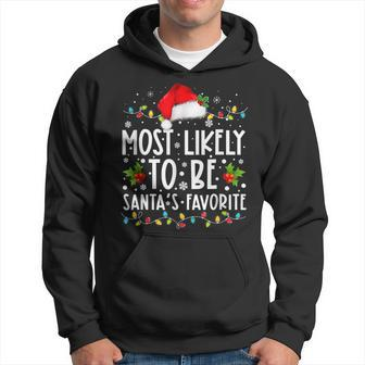 Retro Most Likely To Be Santas Favorite Funny Christmas Men Hoodie Graphic Print Hooded Sweatshirt - Seseable