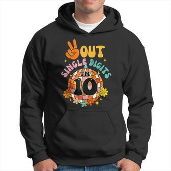 Retro Peace Out Single Digits Im 10 Year Old 10Th Birthday Hoodie | Mazezy