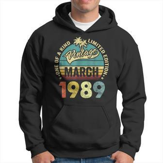 Retro Vintage 34Th Birthday Awesome Since March 1989 Hoodie - Seseable