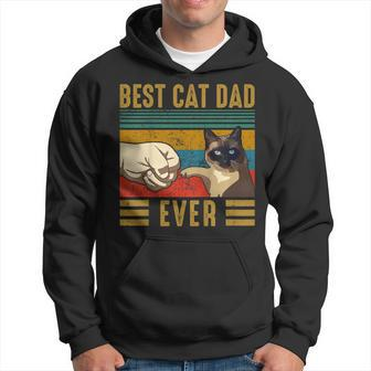 Retro Vintage Best Cat Dad Ever Fathers Day Siamese Cat Gift Hoodie | Mazezy