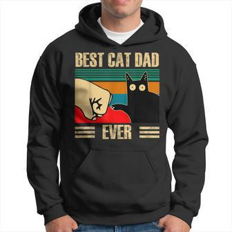 Retro Vintage Best Cat Dad Ever Funny Cat Dad Fist Pump Hoodie - Seseable