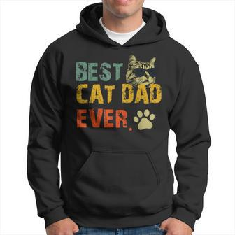 Retro Vintage Best Cat Dad Ever Kitty Cat Daddy Fathers Day Hoodie - Thegiftio UK