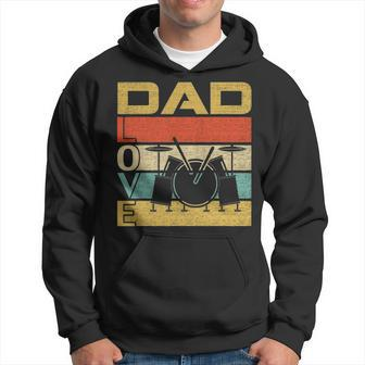 Retro Vintage Dad Love Drums Funny Fathers Day Cool Gift Hoodie - Seseable