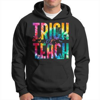 Retro Vintage Groovy Trick Or Teach Halloween Teacher V3 Men Hoodie Graphic Print Hooded Sweatshirt - Thegiftio UK