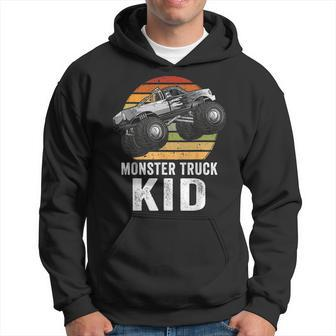 Retro Vintage Monster Truck Kid & Dad Cars Lovers Kids Boys Hoodie - Seseable