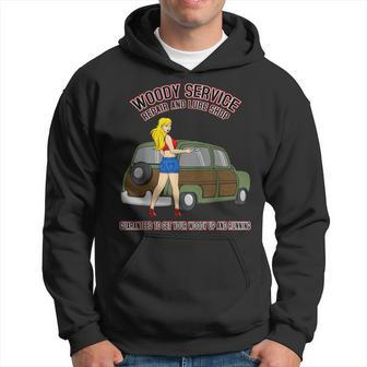Retro Vintage Sexy Pinup Girl Mechanic Auto Big Woody Wagon Hoodie | Mazezy