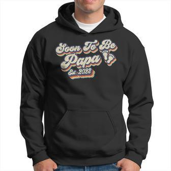 Retro Vintage Soon To Be Papa 2023 New Dad First Time Dad Hoodie - Seseable