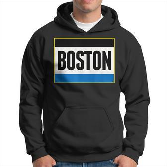 Retro Yellow Boston Massachusetts Ma Running Bib Stencil Hoodie | Mazezy