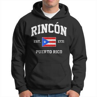 Rincón Puerto Rico Vintage Boricua Flag Athletic Style Hoodie - Seseable
