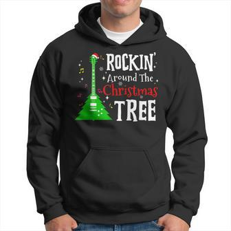 Rockin Around The Christmas Tree Guitar Gifts Xmas Idea Men Hoodie Graphic Print Hooded Sweatshirt - Seseable