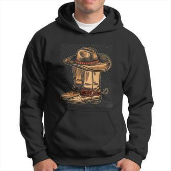 Rodeo Bull Riding Hat Line Dance Boots Cowboy Hoodie - Monsterry