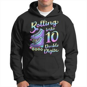 Rolling Into 10 Double Digits Roller Skates 10Th Birthday Hoodie | Mazezy