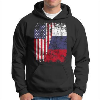 Russian Roots T Half American Flag Russia Hoodie - Seseable