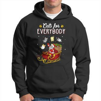 Santa Cats For Everybody Ugly Christmas Sweater Cat Lover Men Hoodie Graphic Print Hooded Sweatshirt - Seseable