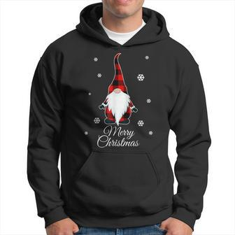 Santa Claus Garden Gnome Merry Christmas Buffalo Plaid Hoodie | Mazezy