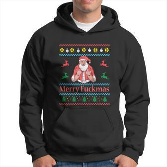 Santa Claus Middle Finger Merry Fuckmas Ugly Christmas Gift Hoodie - Monsterry UK