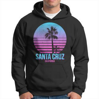 Santa Cruz California Vintage Retro Palm Tree Beach Men Hoodie Graphic Print Hooded Sweatshirt - Seseable