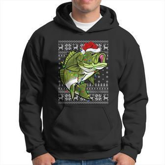 Santa Hat Bass Fish Xmas Lighting Ugly Bass Christmas Funny Gift Hoodie - Monsterry CA