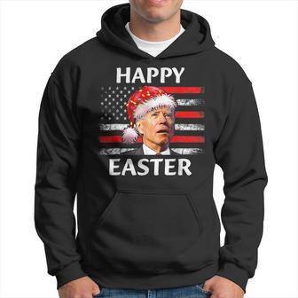Santa Joe Biden Confused Happy Easter Christmas America Flag Men Hoodie Graphic Print Hooded Sweatshirt - Seseable