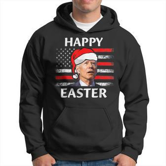 Santa Joe Biden Confused Happy Easter Christmas America Flag V2 Men Hoodie Graphic Print Hooded Sweatshirt - Seseable