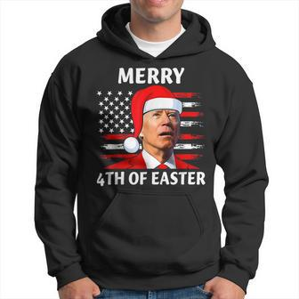 Santa Joe Biden Confused Happy Easter Christmas America Flag V3 Men Hoodie Graphic Print Hooded Sweatshirt - Seseable