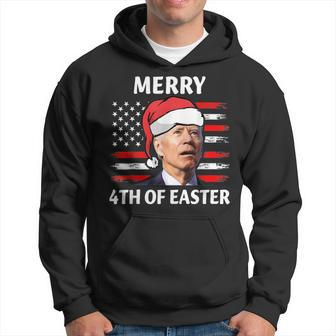 Santa Joe Biden Confused Happy Easter Christmas America Flag V7 Men Hoodie Graphic Print Hooded Sweatshirt - Seseable