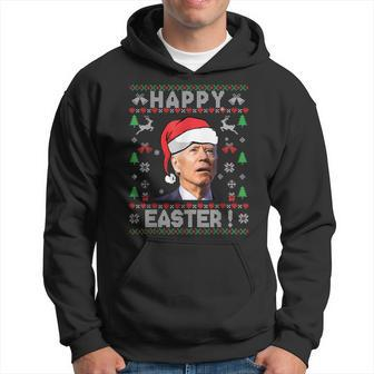 Santa Joe Biden Happy Easter Ugly Christmas Sweater V4 Men Hoodie Graphic Print Hooded Sweatshirt - Seseable