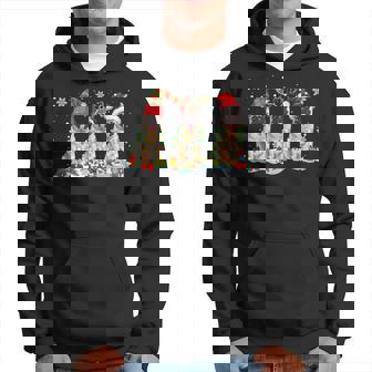 Santa Reindeer Elf Pug Cute Christmas Lights Dog Lover Men Hoodie - Thegiftio