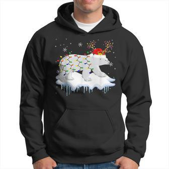 Santa Reindeer Polar Bear Christmas Light Santa Polar Bear Men Hoodie Graphic Print Hooded Sweatshirt - Seseable