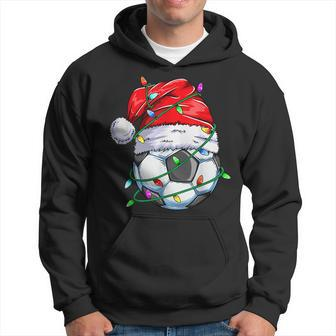 Santa Soccer Ball Sports Design Christmas Soccer Player V3 Men Hoodie Graphic Print Hooded Sweatshirt - Seseable