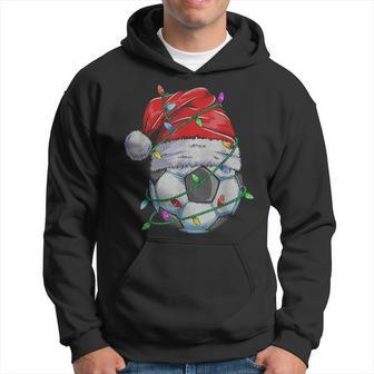 Santa Soccer Ball Sports Design Christmas Ugly Christmas Men Hoodie Graphic Print Hooded Sweatshirt - Seseable