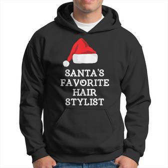 Santas Favorite Hair Stylist Christmas Hairstylist Gift Men Hoodie Graphic Print Hooded Sweatshirt - Seseable