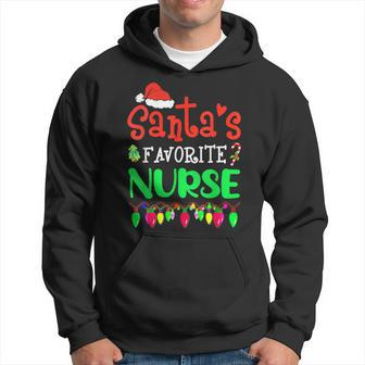 Santas Favorite Nurse Christmas Santa Claus Men Hoodie Graphic Print Hooded Sweatshirt - Seseable