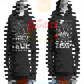 Santas Favorite Teacher Xmas Santa Hat Teacher Men Hoodie - Thegiftio