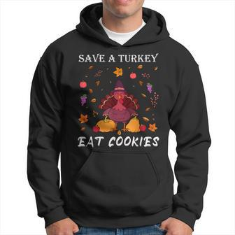 Save A Turkey Eat Cookies Funny Thanksgiving Costume Men Hoodie Graphic Print Hooded Sweatshirt - Thegiftio UK