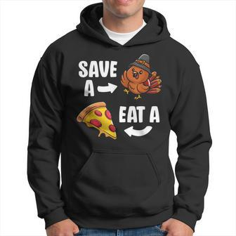 Save A Turkey Eat Pizza Thanksgiving Day Vegan Vegetarian Men Hoodie Graphic Print Hooded Sweatshirt - Seseable