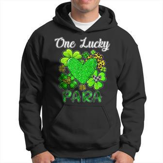 Shamrock Leopard Plaid One Lucky Para St Patricks Day Hoodie - Seseable