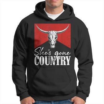 Shes Gone Country Music Howdy Rodeo Bull Skull Western Hoodie - Seseable