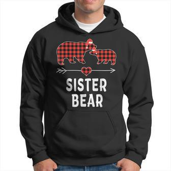 Sister Bear Christmas Buffalo Plaid Red White & Black Men Hoodie - Thegiftio UK